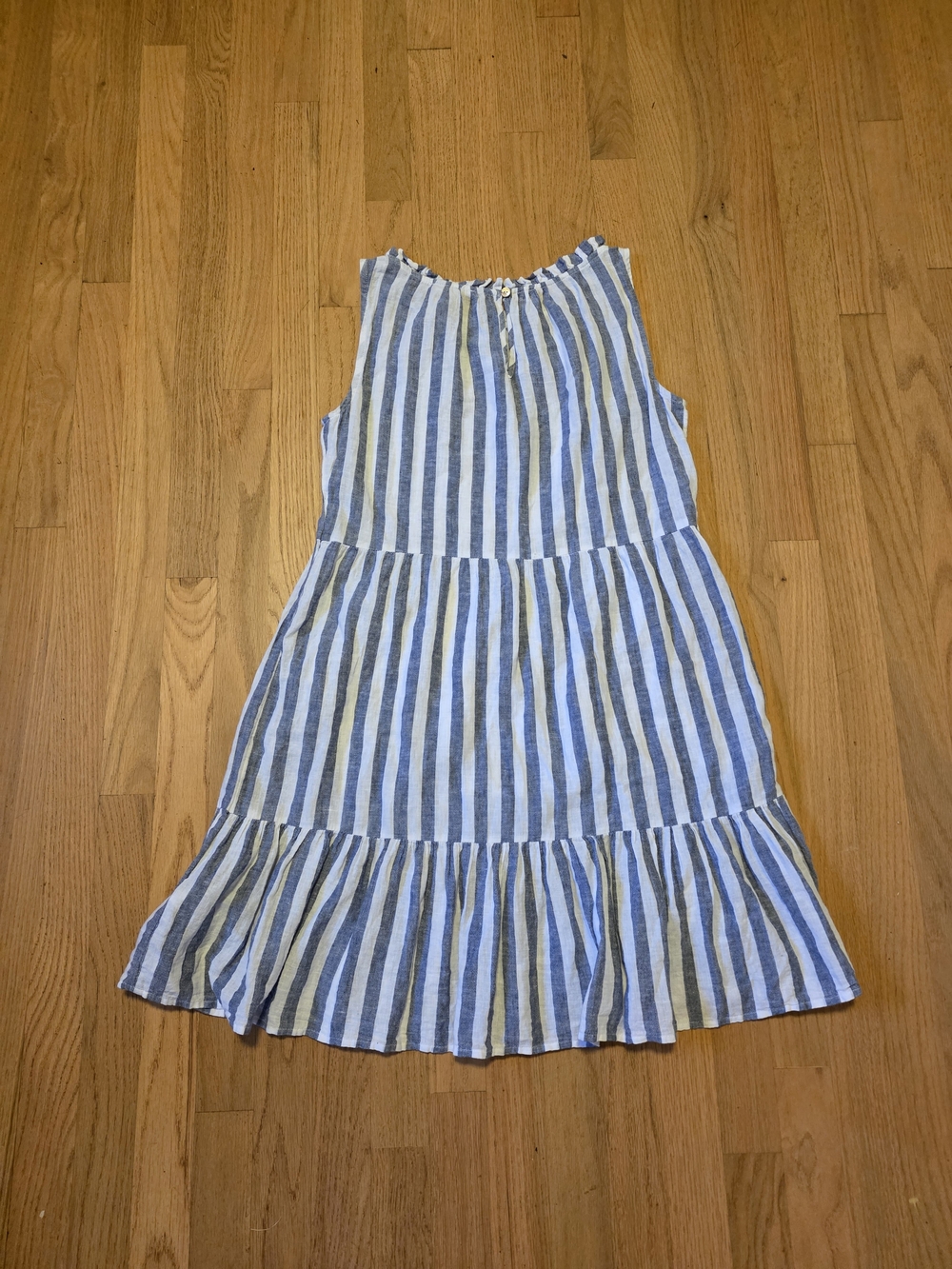 beachlunchlounge Blue and White Striped Tiered Sleeveless Dress - Picture 4 of 5